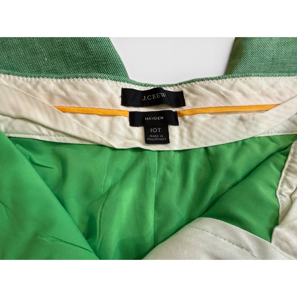 Preppy J. Crew Hayden Green Linen Blend Pant 10T Kickout Crop Coastal Resort - Picture 7 of 10
